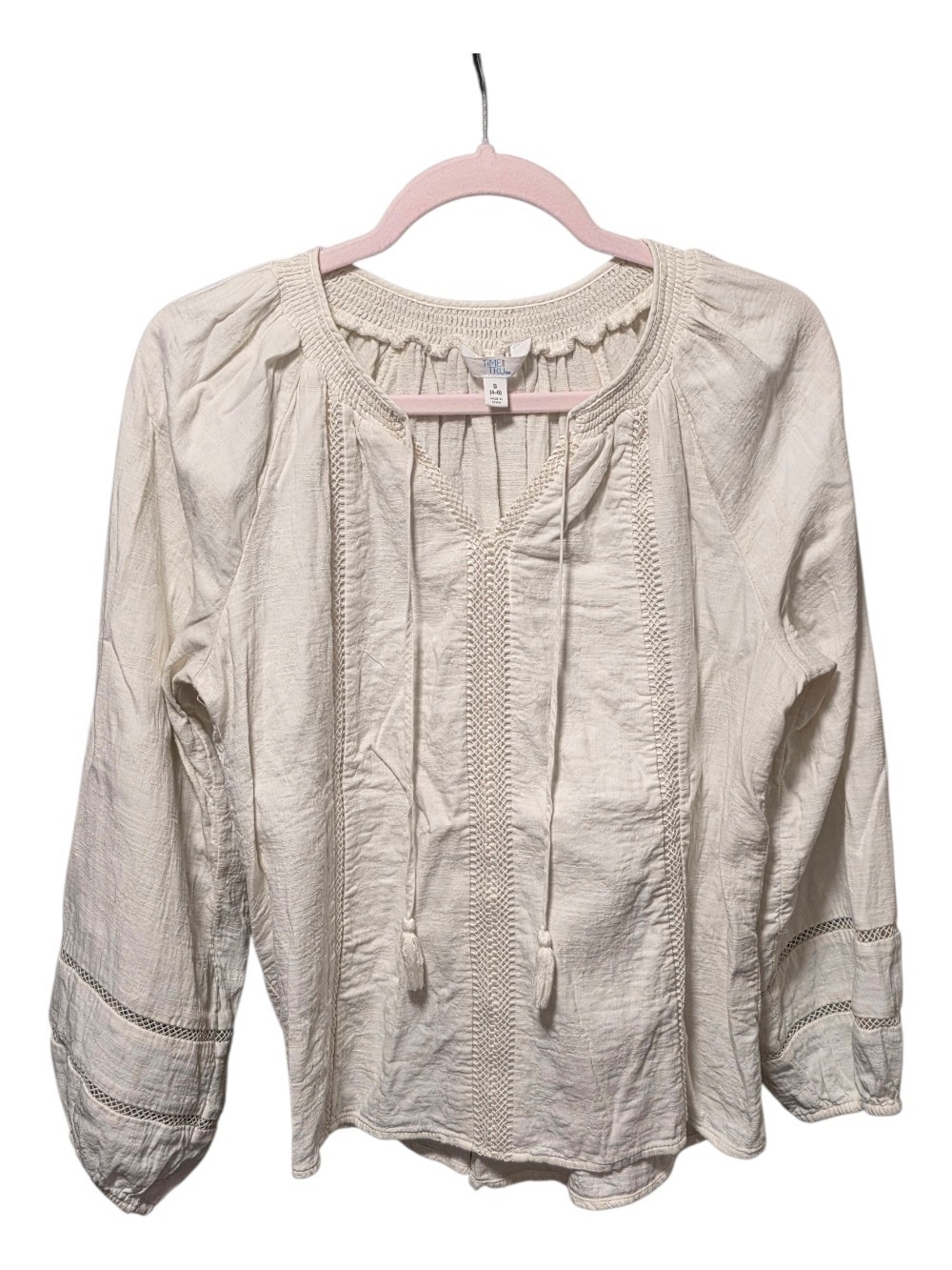 Time and Tru Cream Peasant Blouse